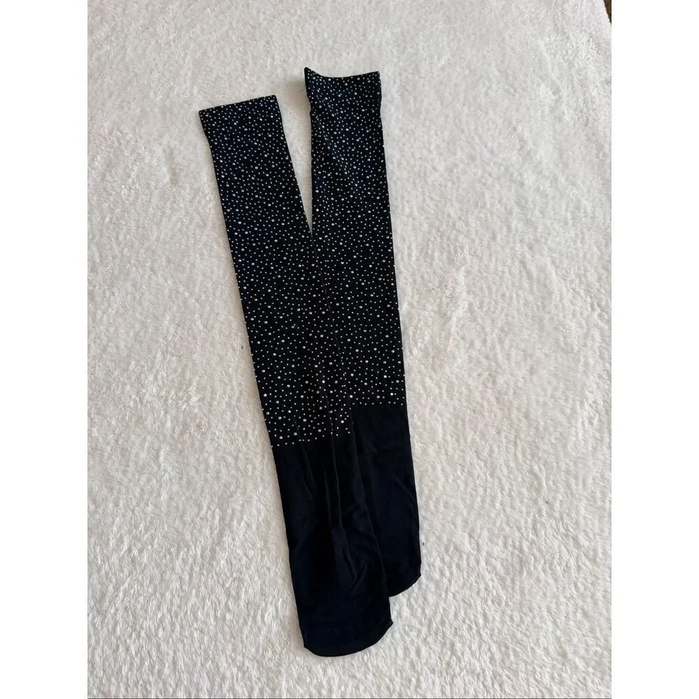 NWOT Black Rhinestone Knee-High Socks